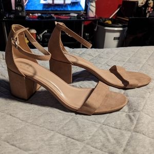 Suede Nude Heel Sandals Size 9